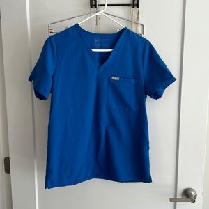 Figs royal blue one pocket scrub top